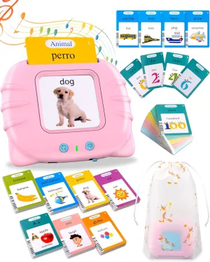 Cards for Kids, Autism Toys anyone balcony bathhouse for Toddlers, Speech Therapy Toys, Educational Learning Flash Cards for Boys and Girls Pink(Spanish/English/Bilingual) 510 Words Spanish Flash 