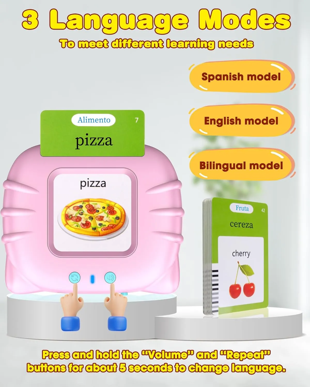 Cards for Kids, Autism Toys anyone balcony bathhouse for Toddlers, Speech Therapy Toys, Educational Learning Flash Cards for Boys and Girls Pink(Spanish/English/Bilingual) 510 Words Spanish Flash 