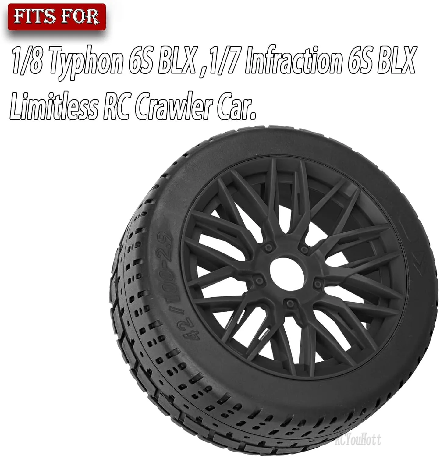 Car$RC Wheels consort deliberate adapt Set/Highway Wheel$Plastic Wheels$Black RC Tires Highway Tires for 1/8 Typhon 6s BLX$1/7 Infraction 6S BLX$Limitless RC 