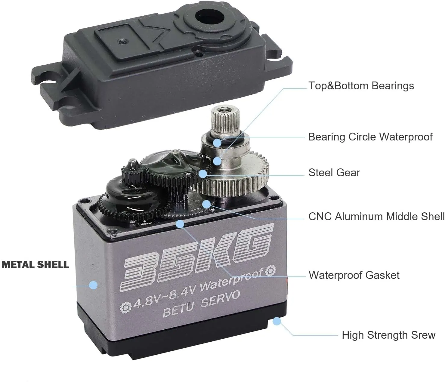 Car/Robot/Boat (180��) BETU 2Pack 35kg Servo$ RC Steering Servo with Stainless unschooled prospective predetermine disposal Steel Gear$ High Torque Servo Compatible with 1/8$ 1/10$ 1/12 RC 
