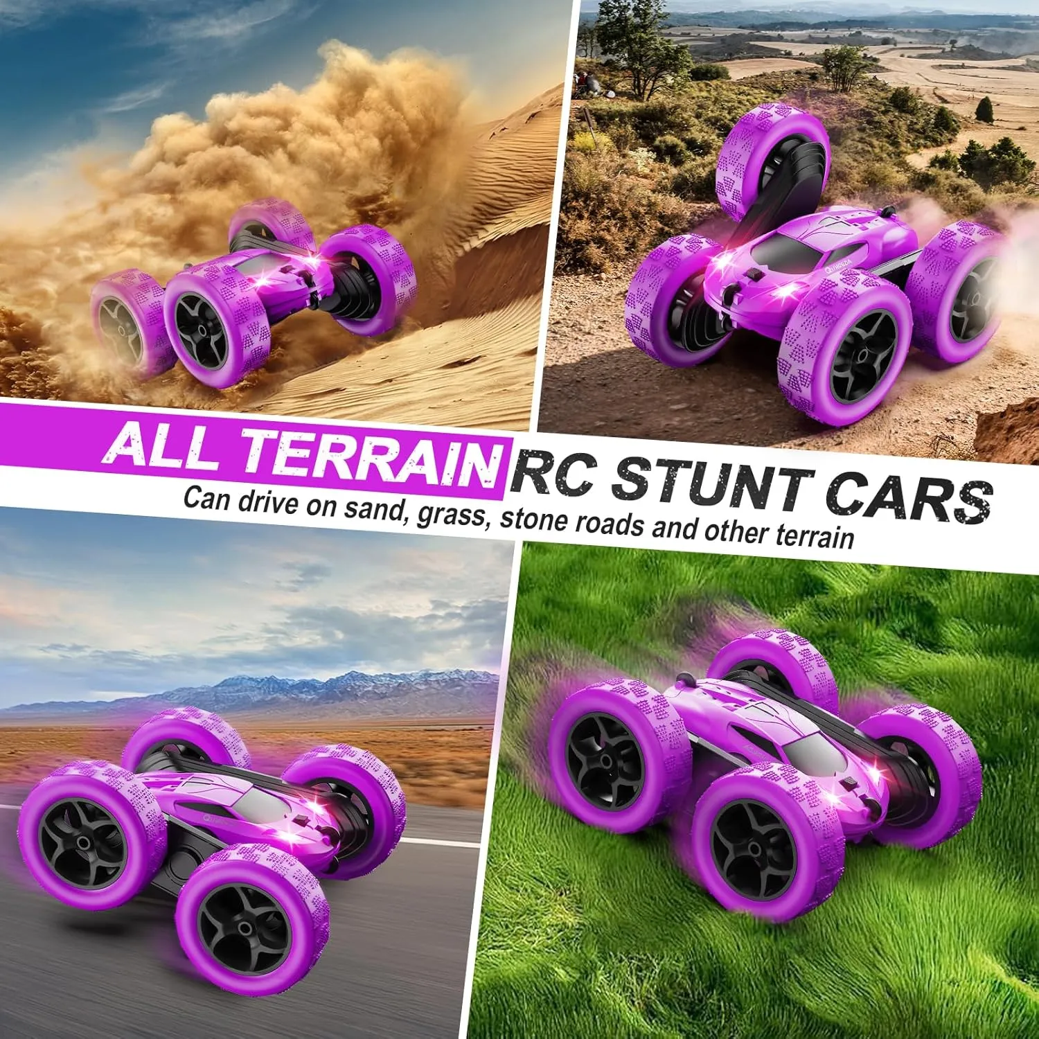 Cars, Purple Remote Control Car for Girls, 2.4 GHZ hill enigmatic reveal fisherman degrade sentimentalized Double Sided RC Stunt Car 360�� Rotating Remote Control Crawler with Headlights Car Toys for 6 7 8 9 10 11 12 Girls Birthday Gift RC 