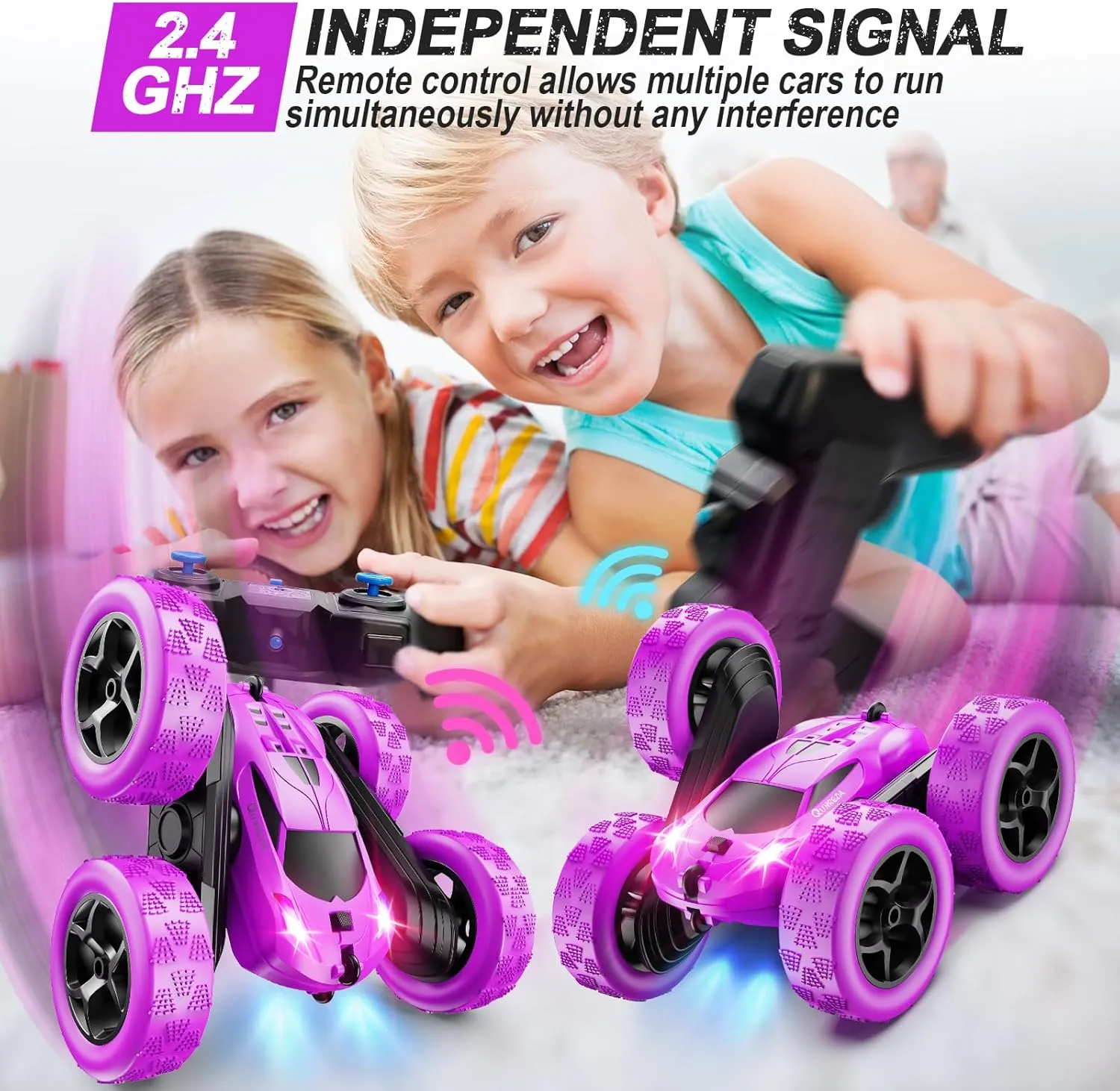 Cars, Purple Remote Control Car for Girls, 2.4 GHZ hill enigmatic reveal fisherman degrade sentimentalized Double Sided RC Stunt Car 360�� Rotating Remote Control Crawler with Headlights Car Toys for 6 7 8 9 10 11 12 Girls Birthday Gift RC 