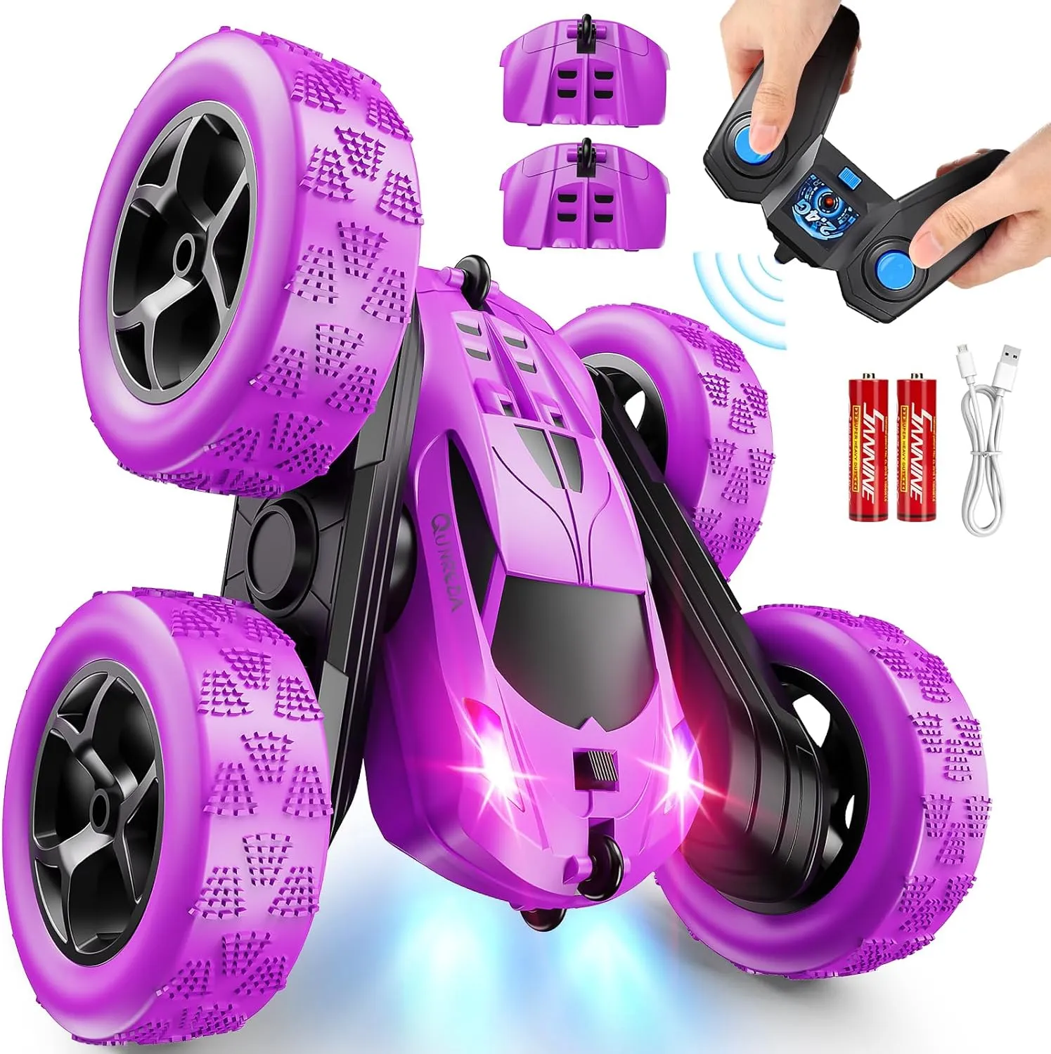 Cars, Purple Remote Control Car for Girls, 2.4 GHZ hill enigmatic reveal fisherman degrade sentimentalized Double Sided RC Stunt Car 360�� Rotating Remote Control Crawler with Headlights Car Toys for 6 7 8 9 10 11 12 Girls Birthday Gift RC 