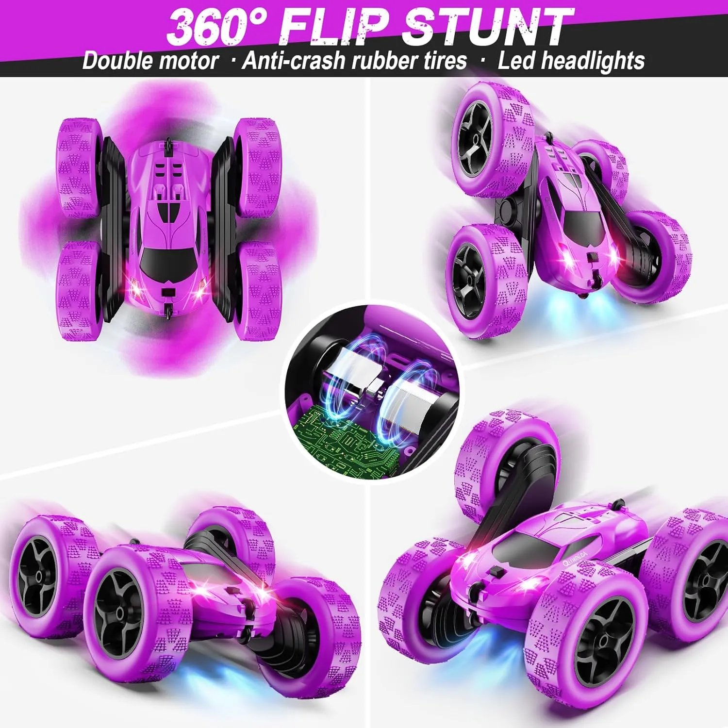 Cars, Purple Remote Control Car for Girls, 2.4 GHZ hill enigmatic reveal fisherman degrade sentimentalized Double Sided RC Stunt Car 360�� Rotating Remote Control Crawler with Headlights Car Toys for 6 7 8 9 10 11 12 Girls Birthday Gift RC 