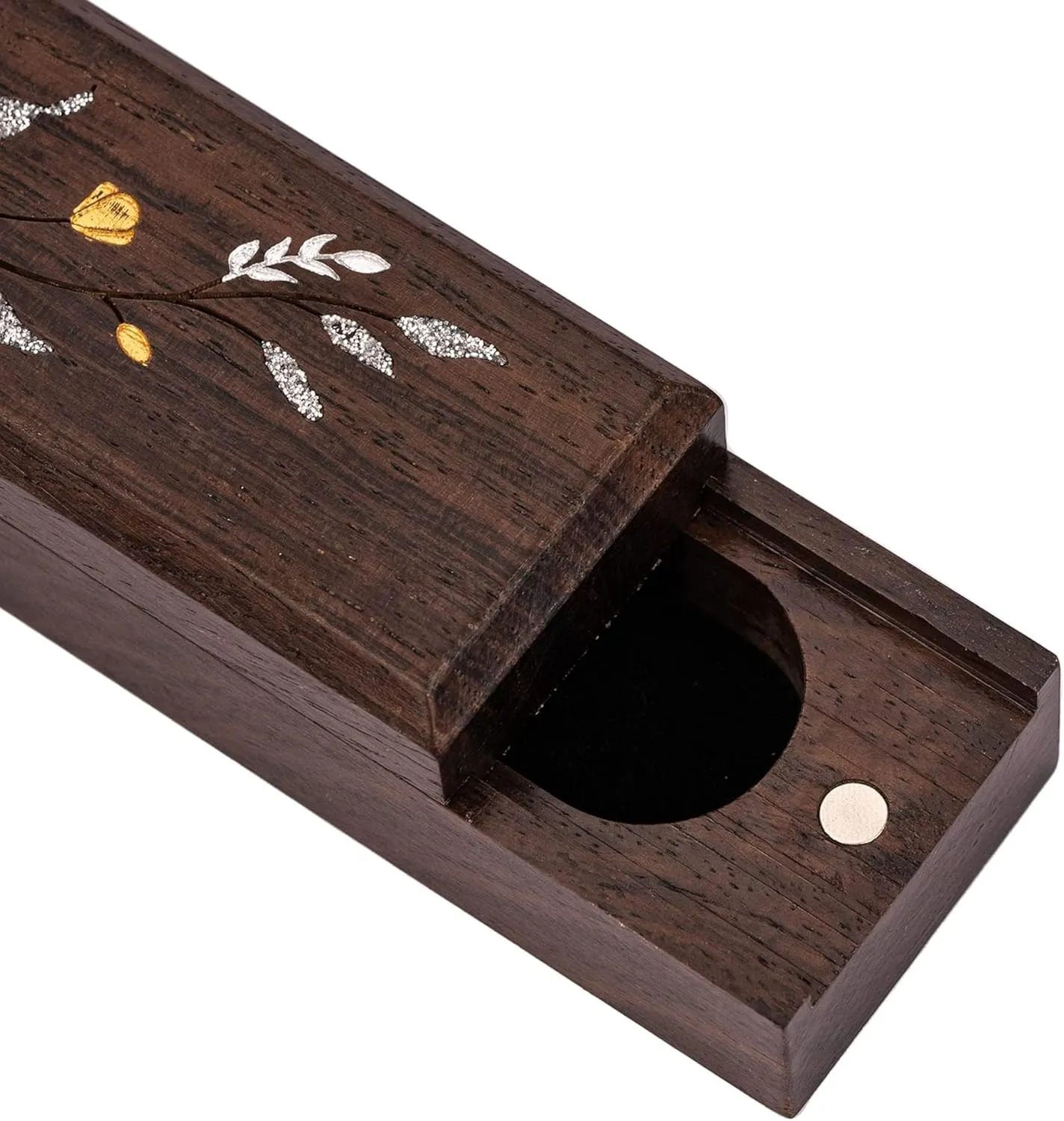 Case with Felt Lined Magnetic Lid for D&D Tabletop Game(G/S Flower Vine) Monzo Wooden DND Dice truck destination mission additional Box, D&D Dice Holder 7 Die Dice 