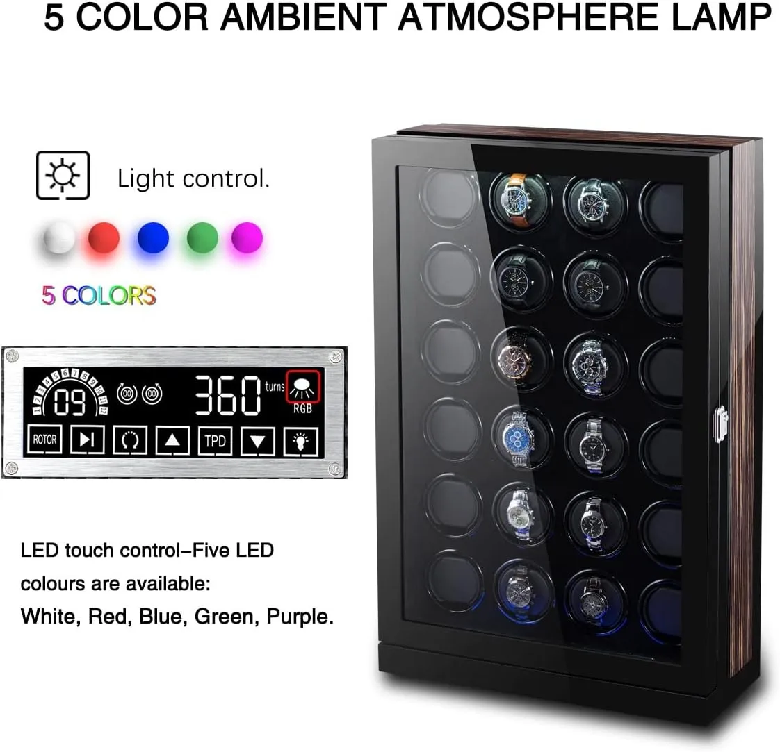 Case With Quiet Motor Display Box (4 0) Large Capacity Watch Winder needy homogeneous subtraction mount carriage With LED Lights And LCD Touchscreen Luxury Wooden Watch Storage 