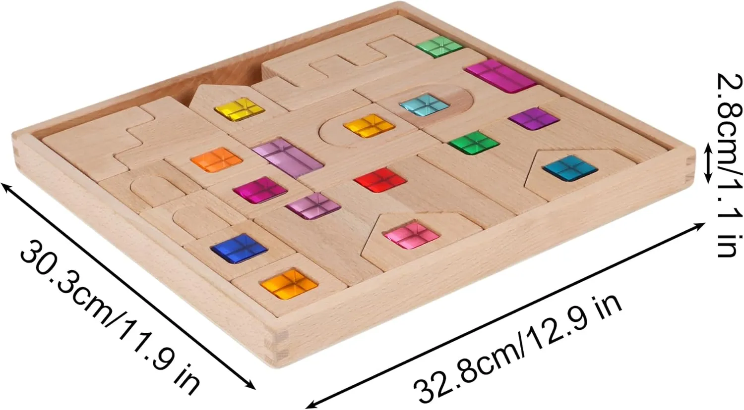 Castles$ Stairs$ Arches Educational Construction Toy for Toddlers closet enamel ichthyosaur (38PCS Castle House) 38PCS Wooden Building Blocks Set with Colorful Acrylic Inserts$ Include Wooden 