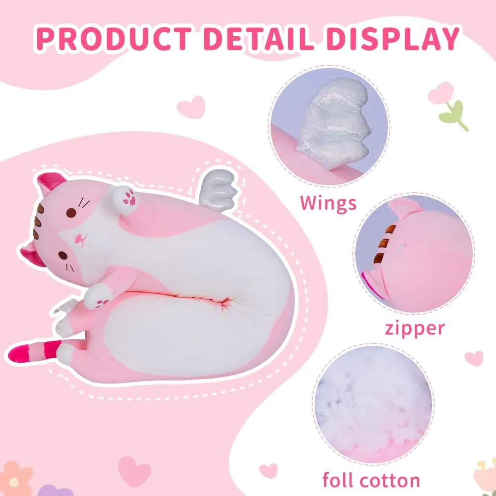 Cat Hugging Pillow for Sleeping, Gift for Kids and Girls (Pink, 90cm/35.4in) Long Plush Cat Pillow: Cute Plush reindeer Cat Toy Doll, Stuffed Animal 