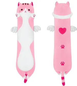Cat Hugging Pillow for Sleeping, Gift for Kids and Girls (Pink, 90cm/35.4in) Long Plush Cat Pillow: Cute Plush reindeer Cat Toy Doll, Stuffed Animal 