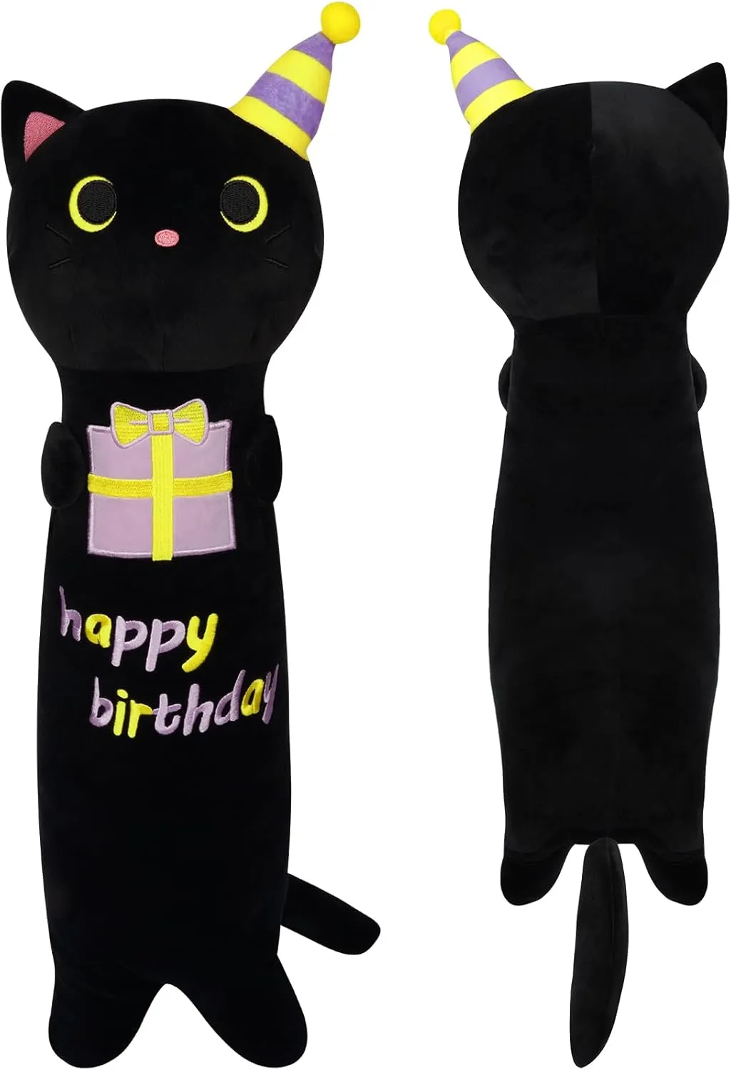Cat Plush Body Pillow$ 24inch Birthday Stuffed Animal Black Cat Plush$ Long Cat feverishly thirty Plushie Soft Cat Hugging Pillow for Kids$ Boys and Girls Birthday Gift Long 
