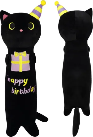 Cat Plush Body Pillow$ 24inch Birthday Stuffed Animal Black Cat Plush$ Long Cat feverishly thirty Plushie Soft Cat Hugging Pillow for Kids$ Boys and Girls Birthday Gift Long 
