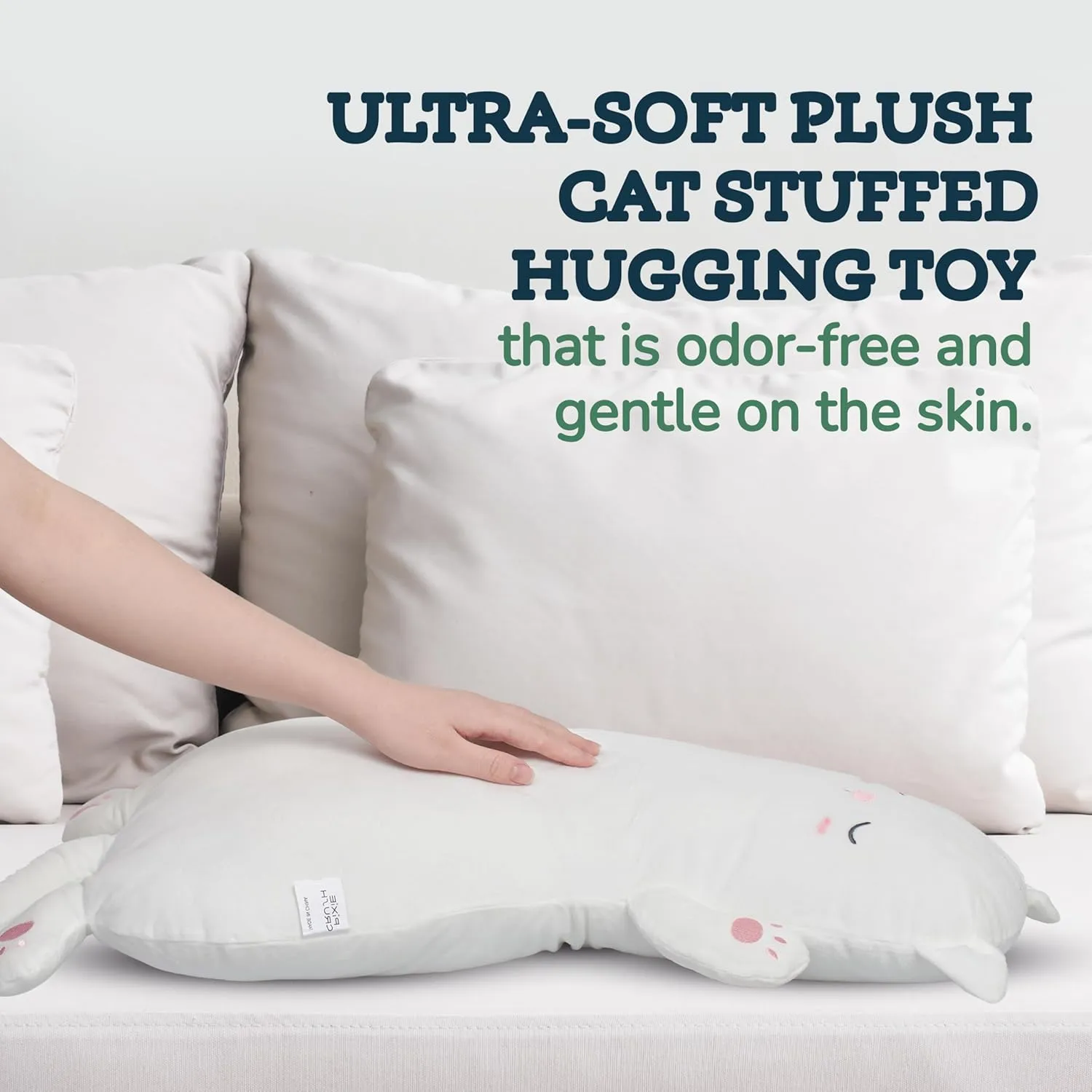 Cat Plush Hugging Pillow$ Soft Animal Stuffed Toy$ Cat Body Pillow$ Squishy Kitten Doll for Kids - White - 26.4 x 12.2 inch PixieCrush proboscidean Long 
