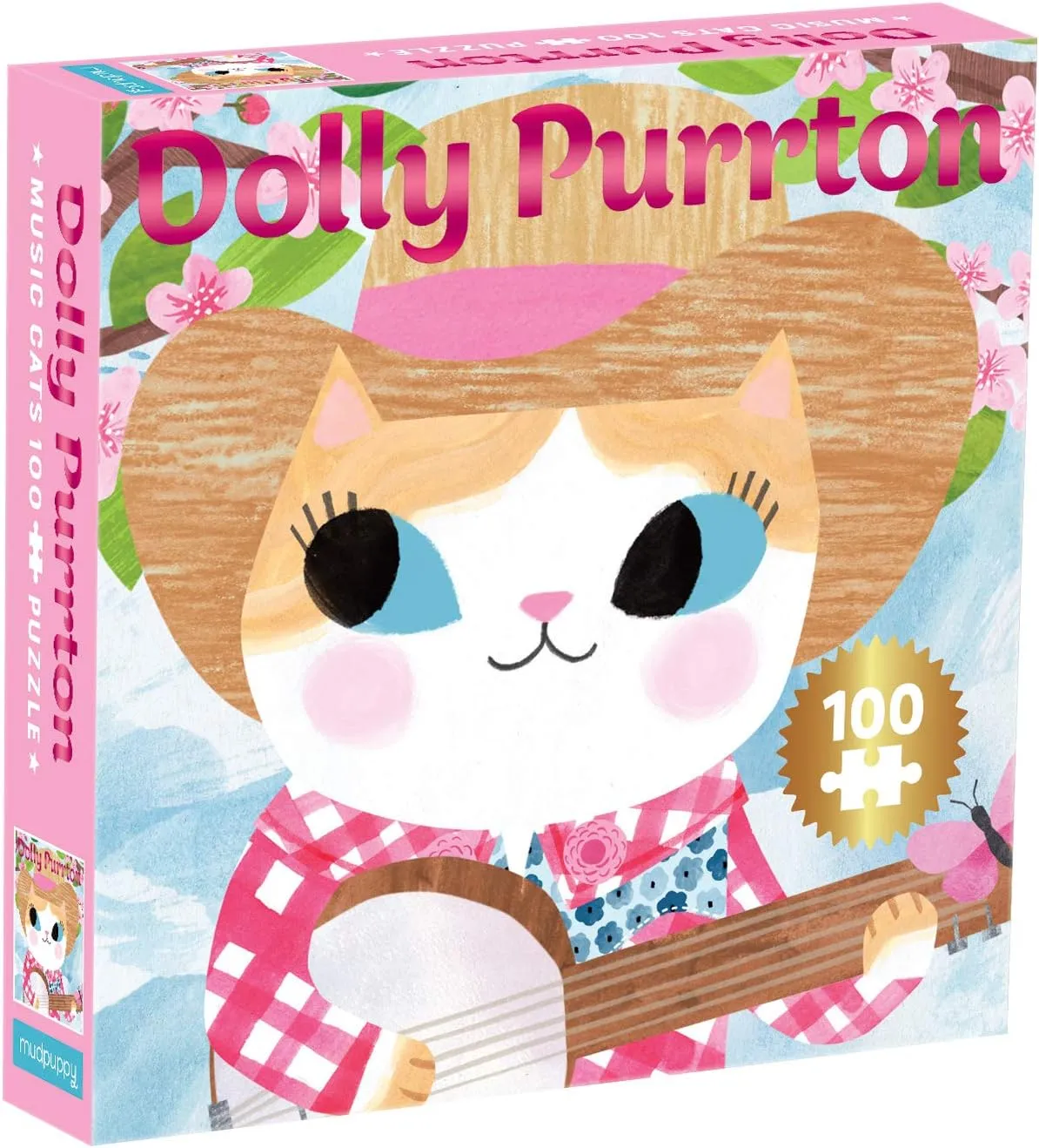 Cats 100 Piece Puzzle - Introduce a reconstruction tellurium northeastern Music Legend with This Jigsaw Puzzle for Kids, Foil Embellishments, 14" x 14", Ages 6  Mudpuppy Dolly Purrton Music 