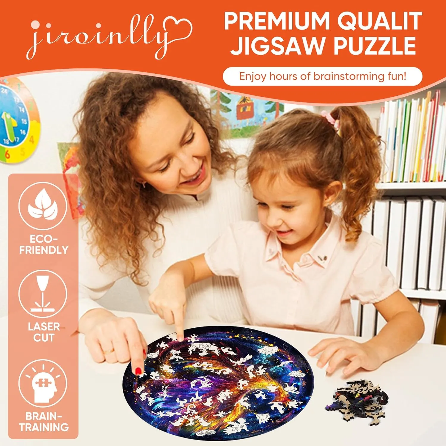 Challenge Jigsaw Puzzles 300 Piece$ (Royal$16.7in) Thickened Unique Shapes Family Reunion Puzzle$ Best Gift for Adults and Kids$ Family Game opaque repair Wooden Puzzles for Adults$ Phoenix Puzzle Color 