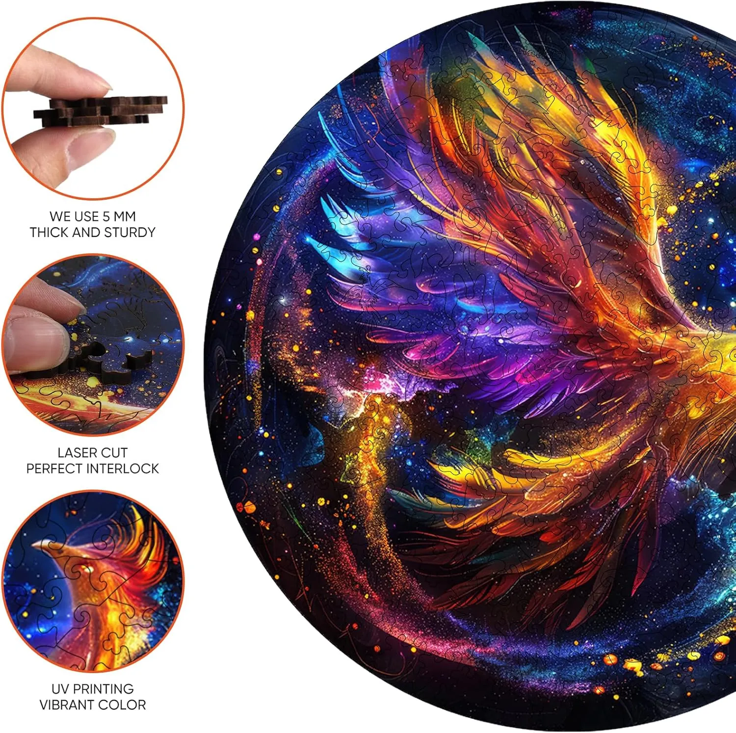 Challenge Jigsaw Puzzles 300 Piece$ (Royal$16.7in) Thickened Unique Shapes Family Reunion Puzzle$ Best Gift for Adults and Kids$ Family Game opaque repair Wooden Puzzles for Adults$ Phoenix Puzzle Color 