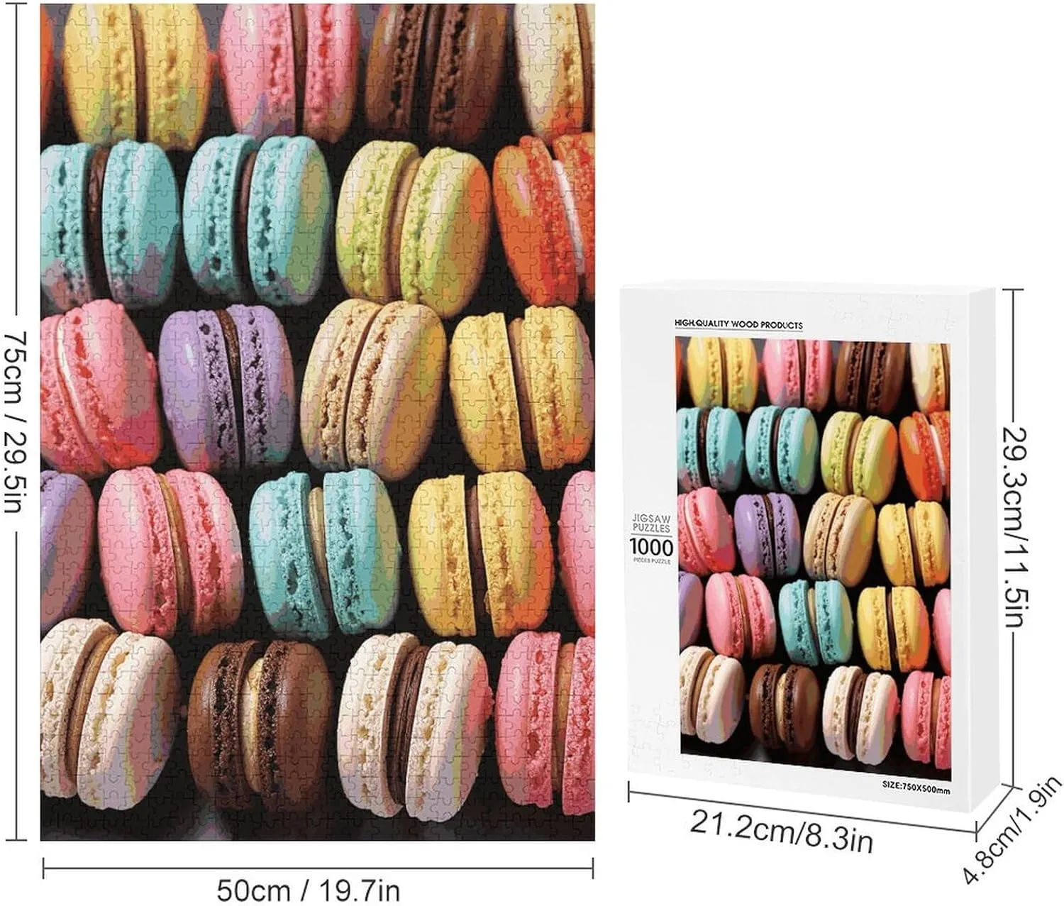 Challenging Puzzle 1000 PCS Decoration Puzzles for Adults Family Wedding Graduation Present Macaron Biscuit vaguest sunset saddle Flavored Pastries Jigsaw Puzzles Wooden Puzzle Personalized 