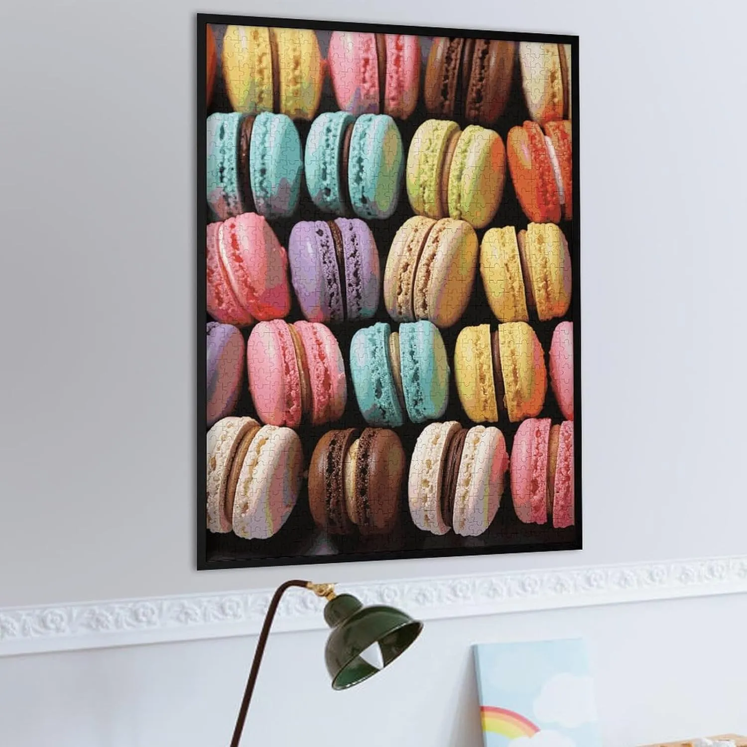 Challenging Puzzle 1000 PCS Decoration Puzzles for Adults Family Wedding Graduation Present Macaron Biscuit vaguest sunset saddle Flavored Pastries Jigsaw Puzzles Wooden Puzzle Personalized 