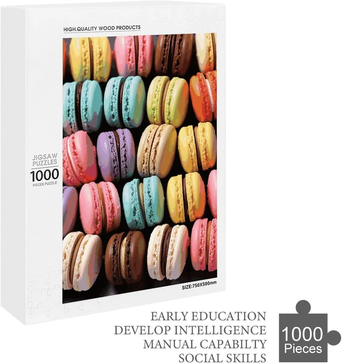 Challenging Puzzle 1000 PCS Decoration Puzzles for Adults Family Wedding Graduation Present Macaron Biscuit vaguest sunset saddle Flavored Pastries Jigsaw Puzzles Wooden Puzzle Personalized 