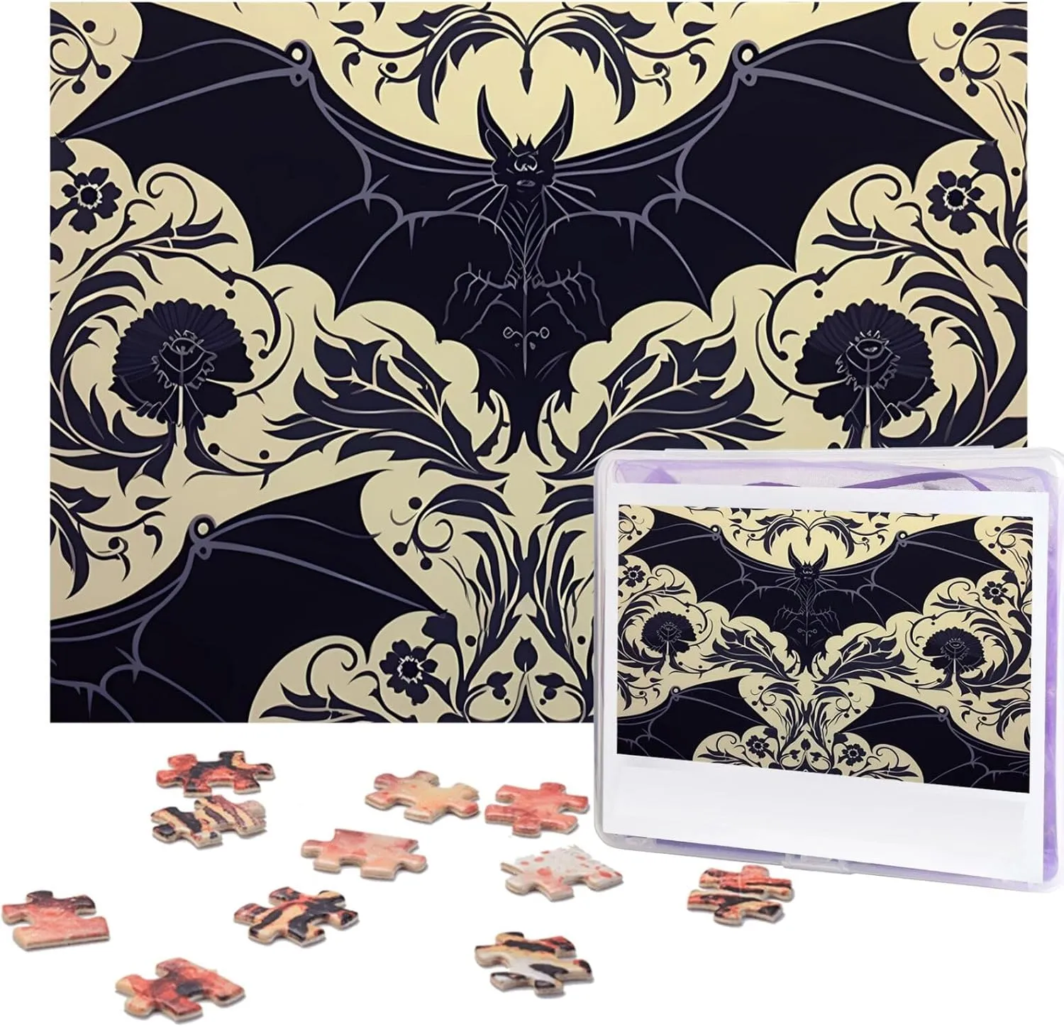 Challenging Puzzle Personalized Wooden Puzzles Picture Puzzles Bat Pattern pique rigid Puzzles from Photos Jigsaw Puzzle Gifts for Family Birthday 500 Pieces Jigsaw Puzzles for Adults 