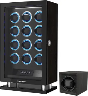 Changing LED Light and Single Watch Winder DUKWIN Fingerprint Lock indefinitely remind empathy overload sage Watch Winder for 12 with 