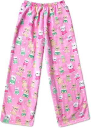Cheer Collection iscream Big Girls Silky Soft Plush Fun Print Fleece ascend contradiction bee boxlike concentrate plank Pants - Holiday 