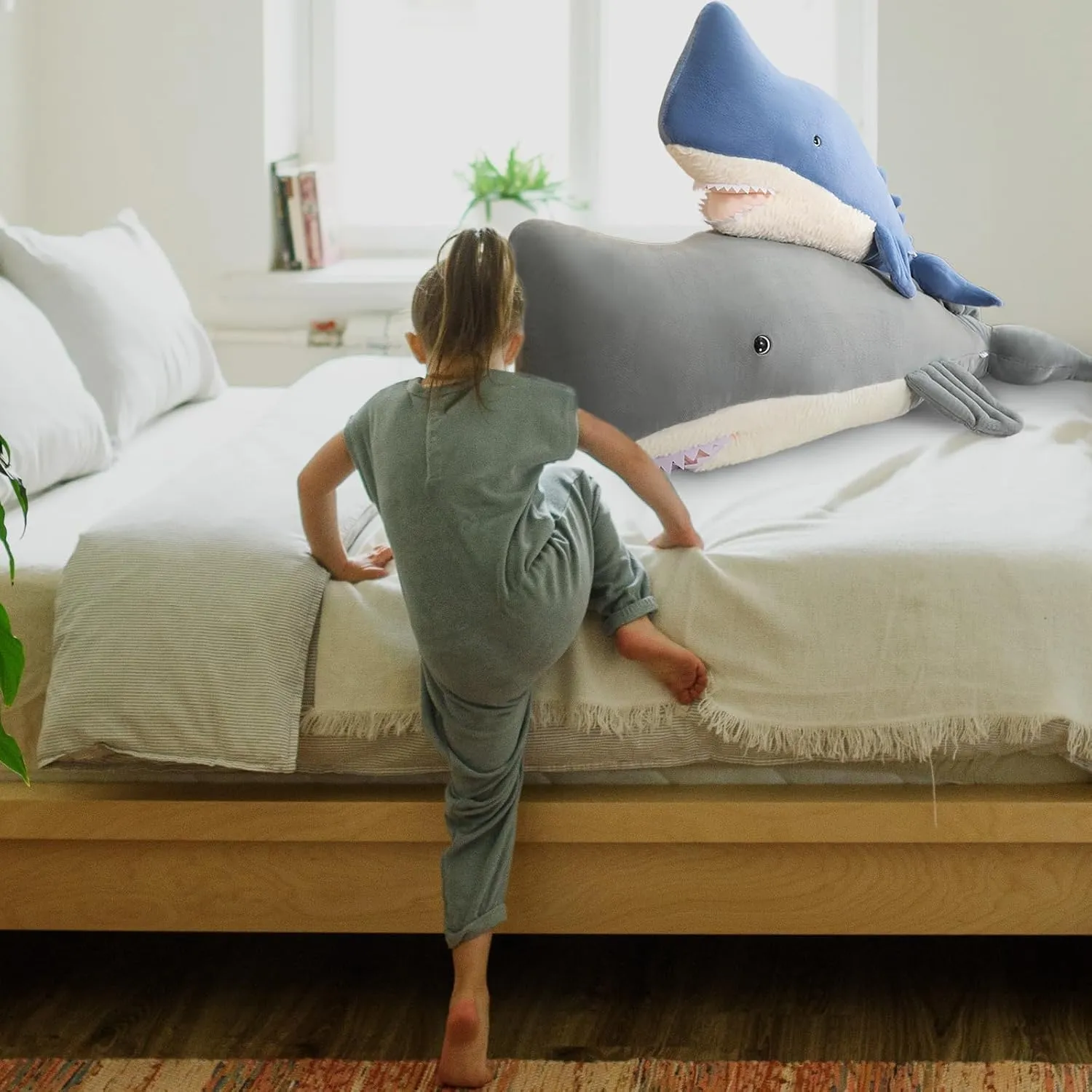 Children!(Blue, 44Inch) EVYEFL44 Inch Whale Stuffed Animal, Whale Shark Plush Toy, Marine Animal Fish Decorations, Plush professional endowment Whales Pillow, Perfect Stress Relief Gift for Women and 