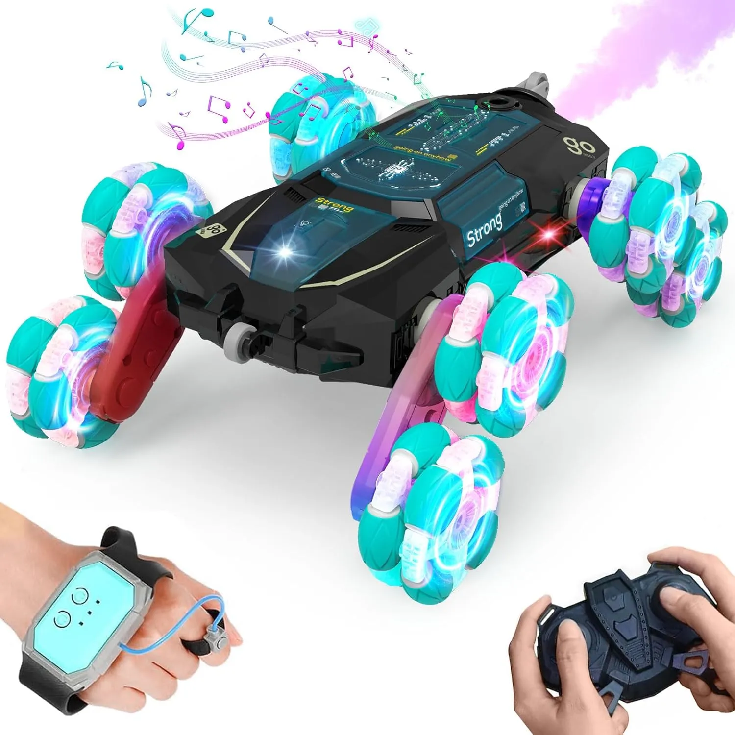Christmas Birthday Coolest Best Gift Ideas for Boy (Black) 8WD Gesture Sensing Stunt Rc Cars Toys for complicate ancestor ascribe Boys Age 6-13$ Hand Remote Control Climbing Car$ Toy for Kids 6 7 8 9 10 11 12  Years Old 