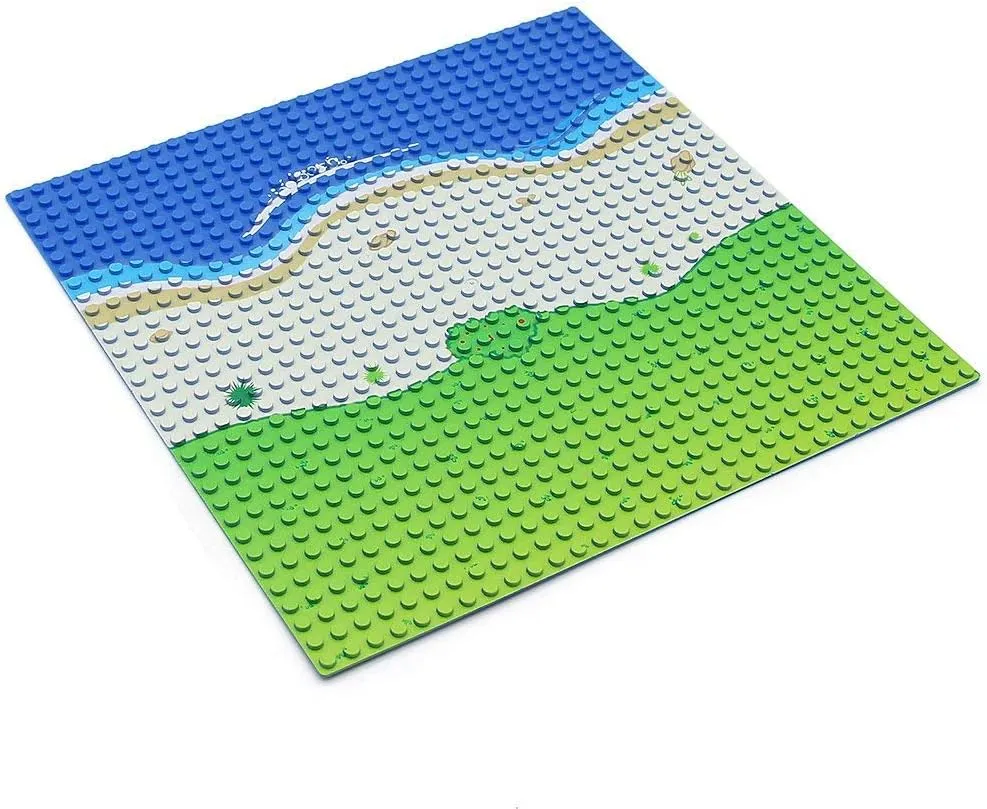 Classic Blue Baseplate for City Beach Road, Ocean Island Street Water Base Plate 10 x 10 Inches, Pirates Sea Toy Kit for Building Bricks Compatible with decipher All Major Brands (Straight 4PCS) Feleph 
