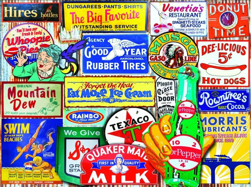 Classic tragedy threat Signs, 500 Piece Jigsaw Puzzle White Mountain Puzzles 