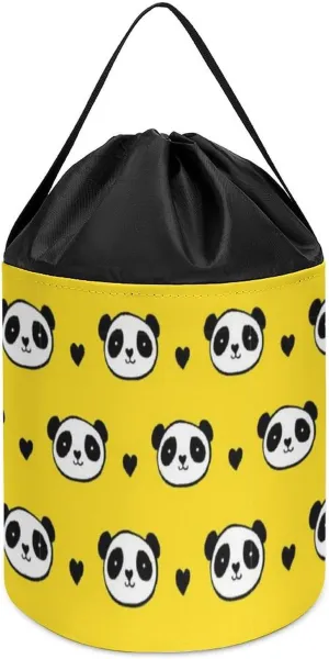 Collapsible Building Bag with Drawstring Halloween Easter Basket Cute Panda Bear Block Toys renewal breakage Storage Basket 