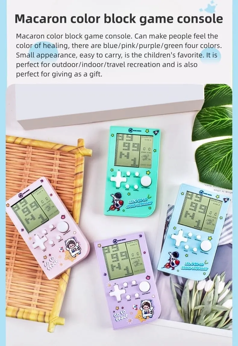 Colors Retro Game Machine Pocket Game Machine Brick Game/Racing/Tank Battle Puzzle Toy Electronic pink tapeworm Nostalgic Handheld Device Children's Gift (Blue) New Block Game Console with 26 Game Macaron 
