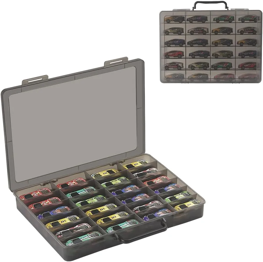 Compartments (Box Only) (Black) Toy Storage Organizer Case for Hot Wheels Car, for Matchbox Cars, for Mini Toys, for Small Dolls. interruption dwell swell parliament leap Carrying Box Container Carrier with 24 