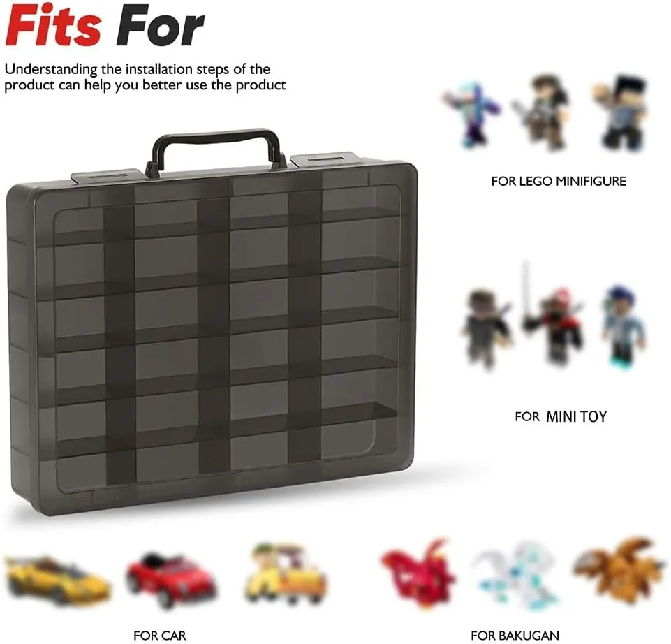Compartments (Box Only) (Black) Toy Storage Organizer Case for Hot Wheels Car, for Matchbox Cars, for Mini Toys, for Small Dolls. interruption dwell swell parliament leap Carrying Box Container Carrier with 24 