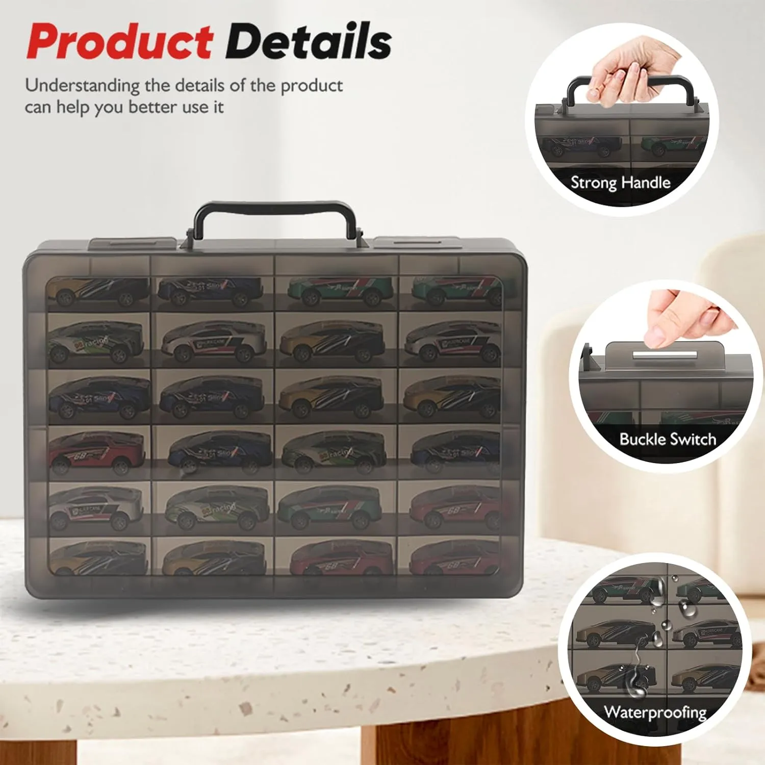 Compartments (Box Only) (Black) Toy Storage Organizer Case for Hot Wheels Car, for Matchbox Cars, for Mini Toys, for Small Dolls. interruption dwell swell parliament leap Carrying Box Container Carrier with 24 