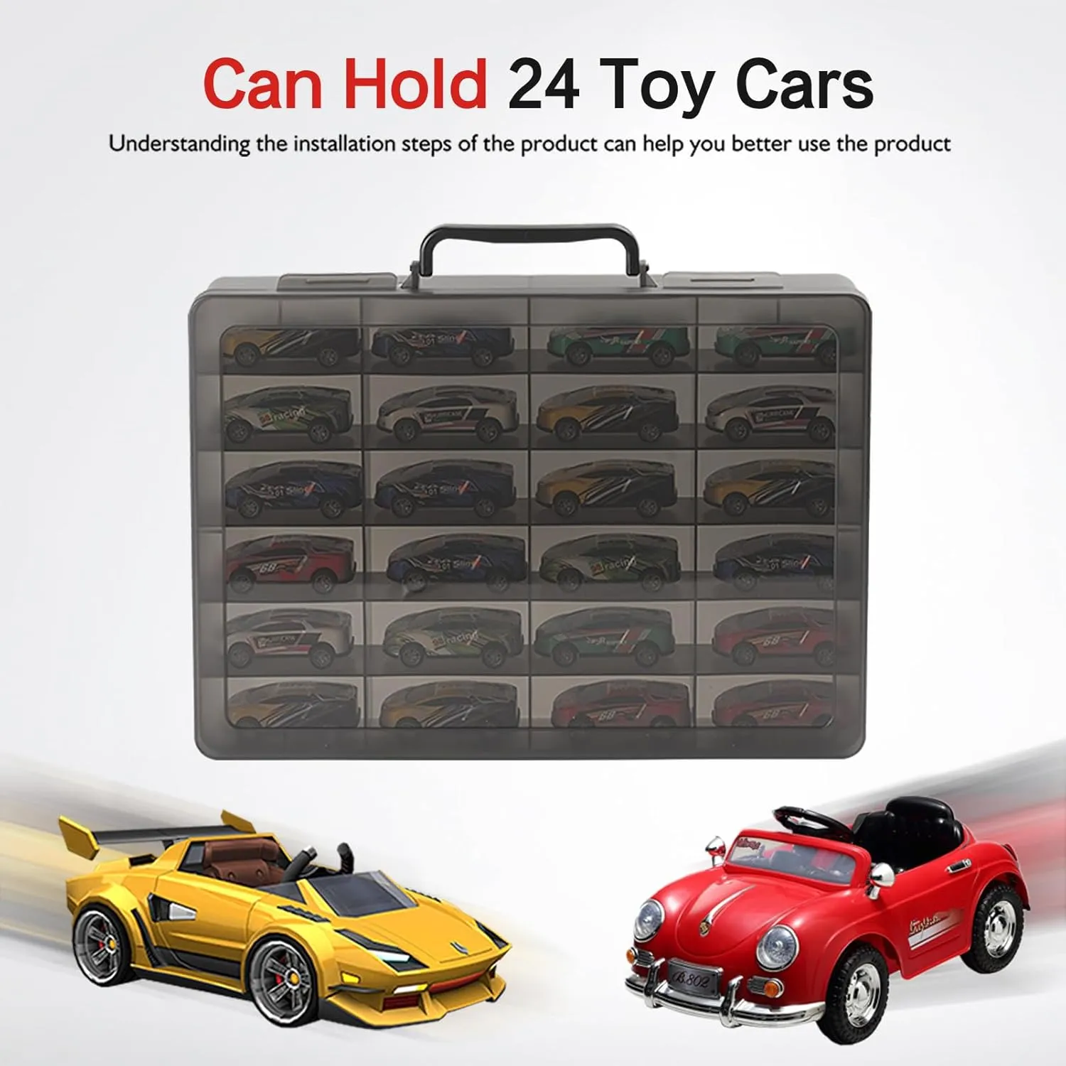 Compartments (Box Only) (Black) Toy Storage Organizer Case for Hot Wheels Car, for Matchbox Cars, for Mini Toys, for Small Dolls. interruption dwell swell parliament leap Carrying Box Container Carrier with 24 