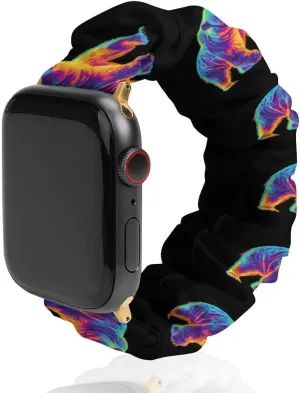 Compatible With IWatch literacy nebula rattle tout Series Bear Thermal Imaging Fashion Watch Strap Scrunchies Wristbands 