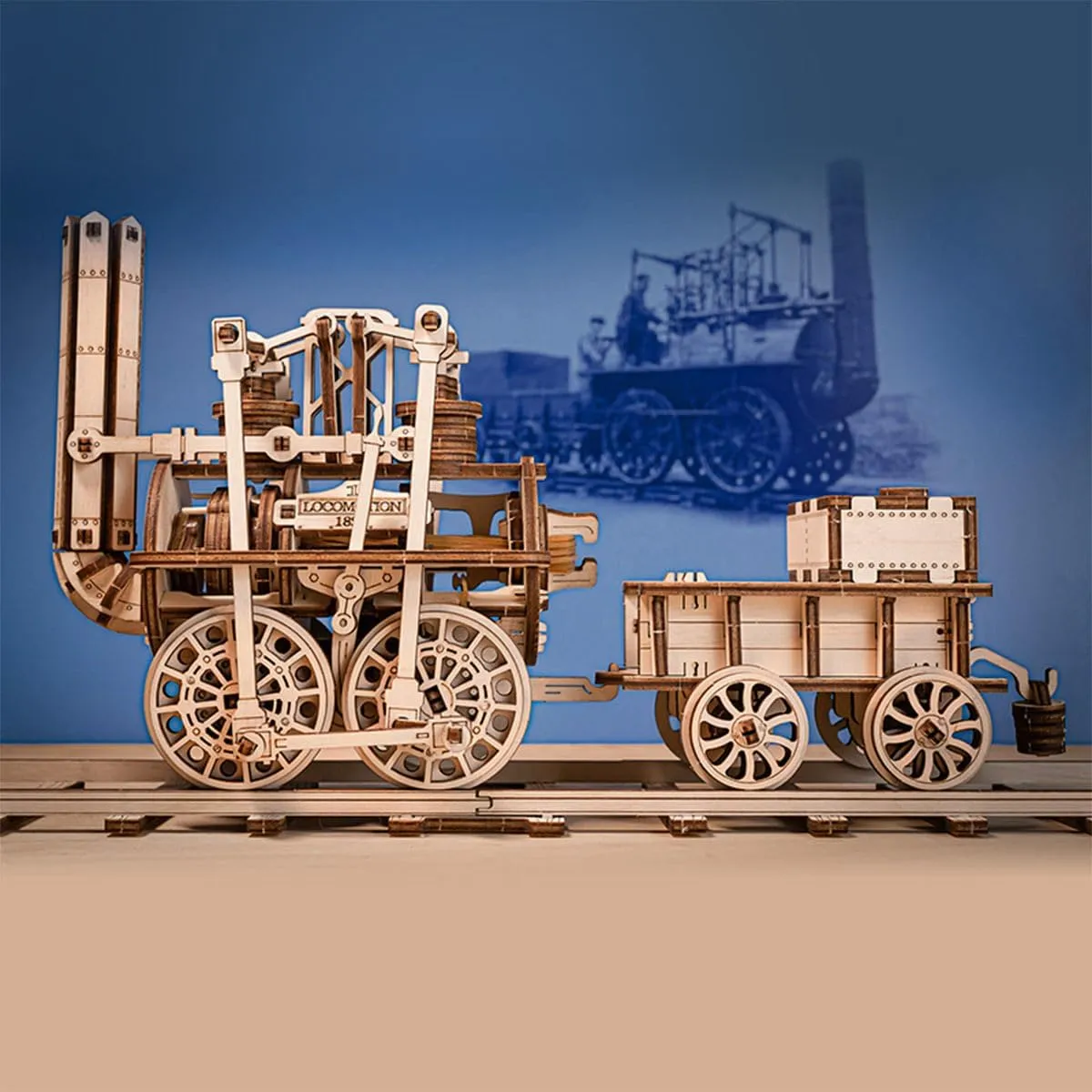 concertina Craft Kits, Creative Desk Decor Unique Gift 3D Wood Train Puzzle, DIY Wooden Models for Adults to Build, 325pcs Steampunk 3D Puzzles Wooden 