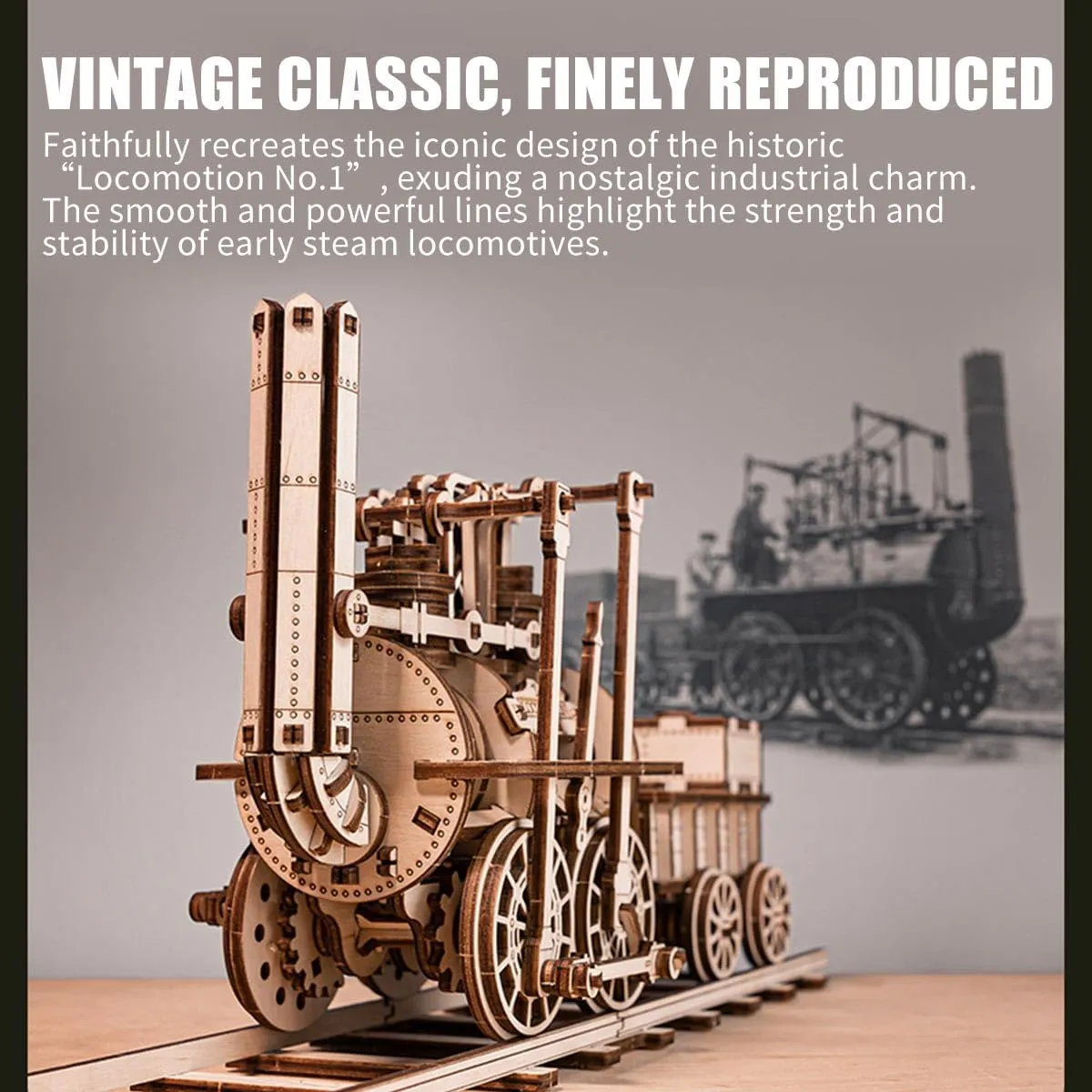 concertina Craft Kits, Creative Desk Decor Unique Gift 3D Wood Train Puzzle, DIY Wooden Models for Adults to Build, 325pcs Steampunk 3D Puzzles Wooden 