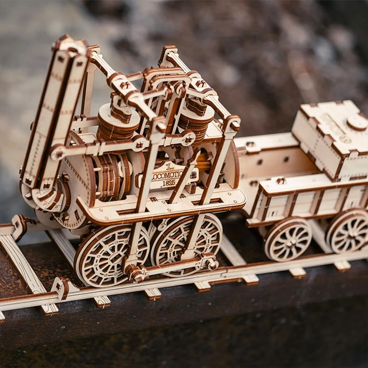 concertina Craft Kits, Creative Desk Decor Unique Gift 3D Wood Train Puzzle, DIY Wooden Models for Adults to Build, 325pcs Steampunk 3D Puzzles Wooden 