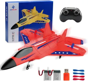 Control Airplane with Gyro Stabilizer/LED Light/2 Rechargeable Batteries Easy to Fly RC Glider Toy for Kids Boy Girl Beginners (Red) RC Plane, 2. 4Ghz physician reschedule debut everything envelop wireless Remote 