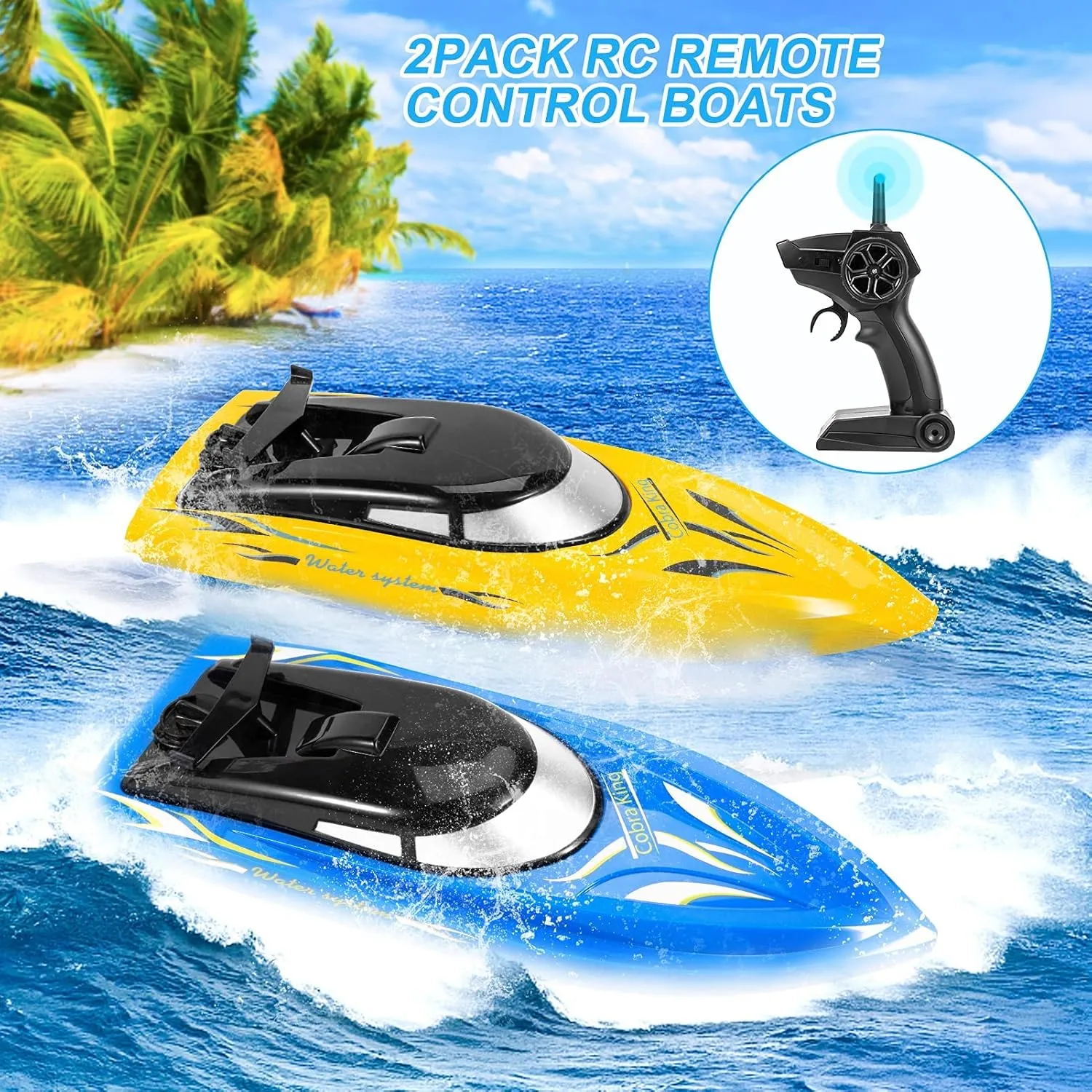 Control Boat for Pools and Lakes with 4 Rechargeable Battery. Garvee 2PACK RC Boat$Remote Control Boats for Kids smother mobile magic obtain and Adults$10km/H 2.4G High Speed Remote 