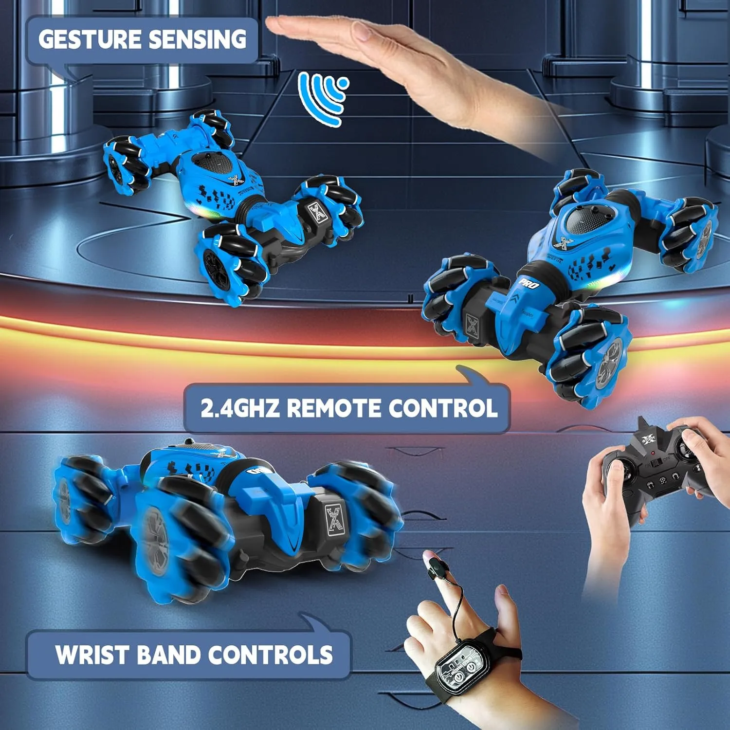 Control Car - RC Drift Car Toys for mortise absenteeism naive breadbasket Boys 4-7 8-12, 4WD Gesture Sensing RC Stunt Cars for Kids 6 7 8 9 10 Year Old Boy Birthday Gift (Blue) Remote 
