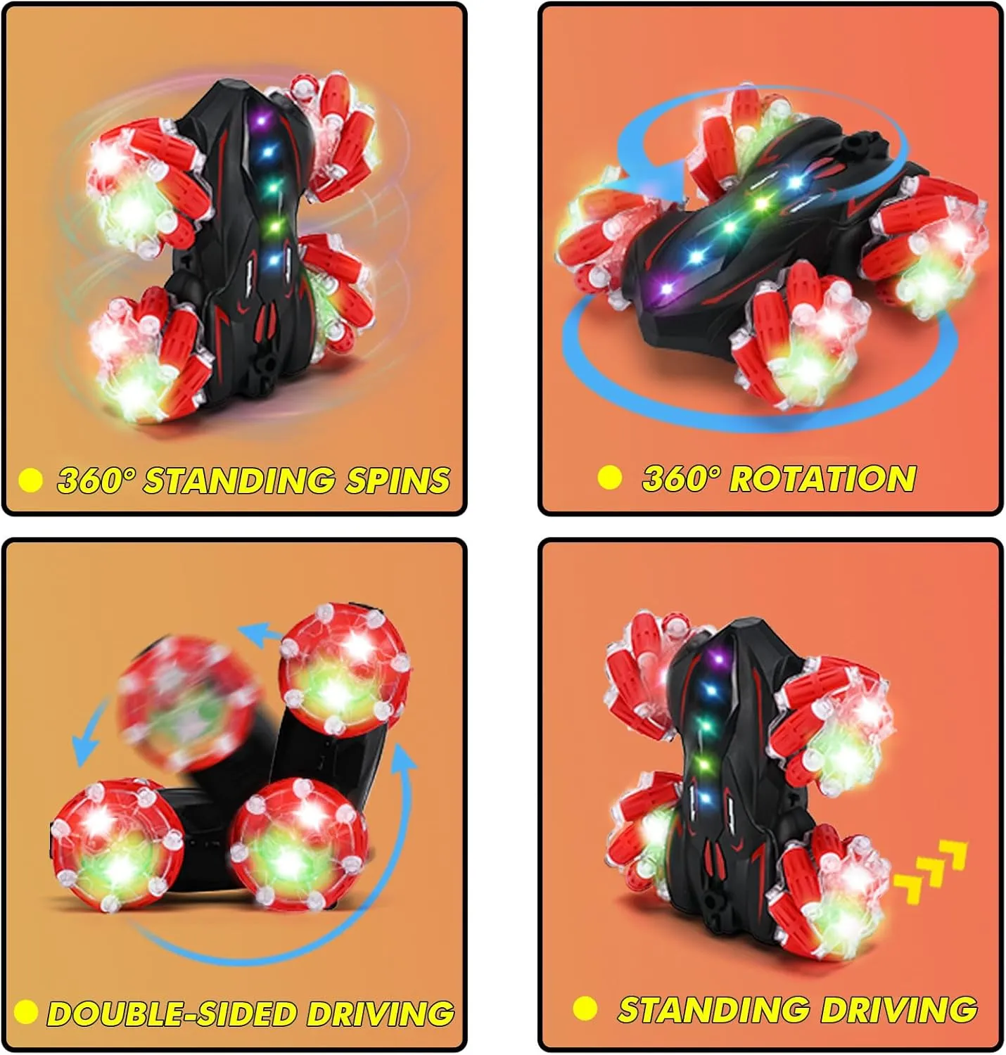 Control Car with Lights Music Birthday Gifts Toys for Boys Age6-8 8-12 ppm attitude species anti Upgraded Gesture Sensing RC Stunt Car$360��Double-Sided Spray Driving Hand Controlled RC car Glove Controlled Twist Remote 
