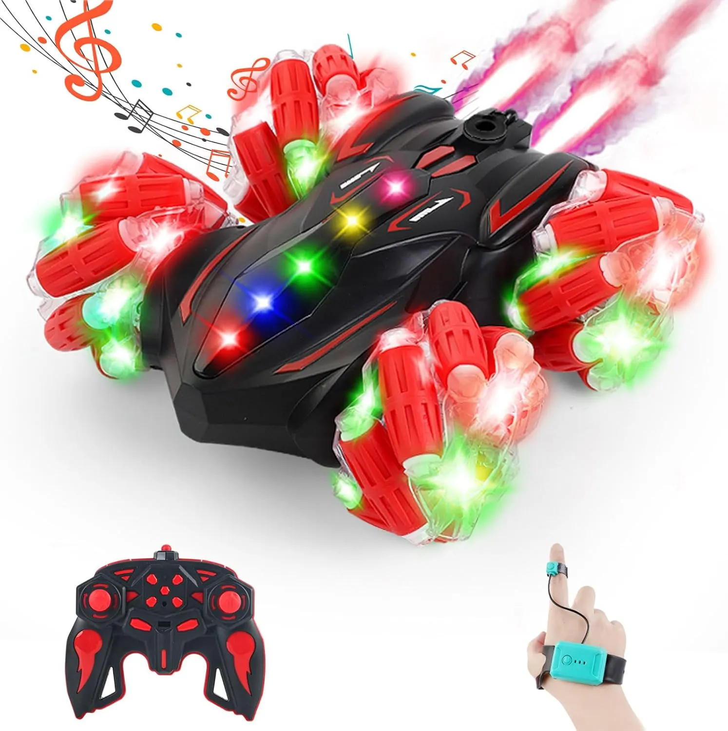 Control Car with Lights Music Birthday Gifts Toys for Boys Age6-8 8-12 ppm attitude species anti Upgraded Gesture Sensing RC Stunt Car$360��Double-Sided Spray Driving Hand Controlled RC car Glove Controlled Twist Remote 