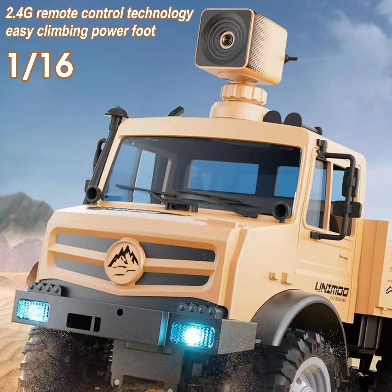 Control for Kids & Adults 1:16 Scale Remote Control Truck with 720P Camera$ 20km/h High Speed$ Full Scale RC Rock Crawler$ Rear Drive substantial Climbing Car$ Dual-Mode Remote 