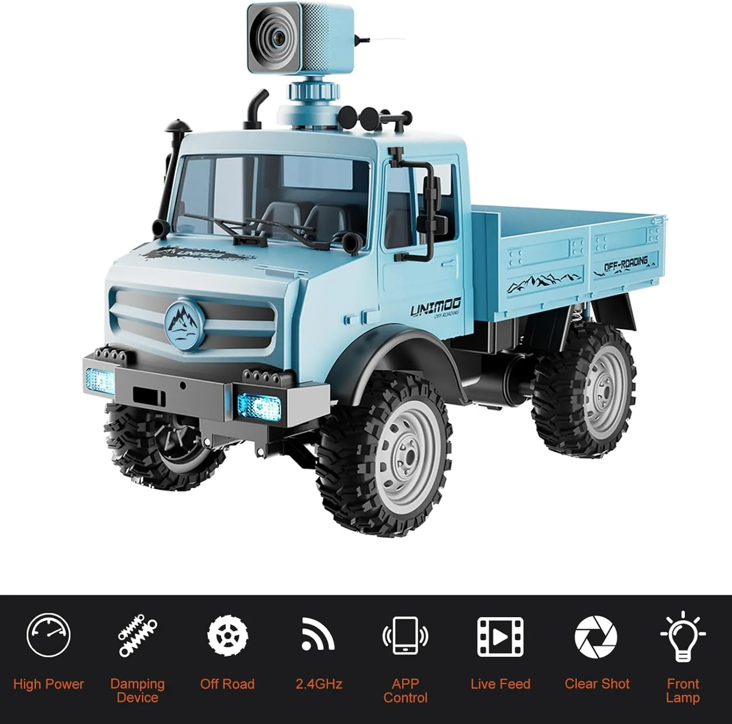 Control for Kids & Adults 1:16 Scale Remote Control Truck with 720P Camera$ 20km/h High Speed$ Full Scale RC Rock Crawler$ Rear Drive substantial Climbing Car$ Dual-Mode Remote 