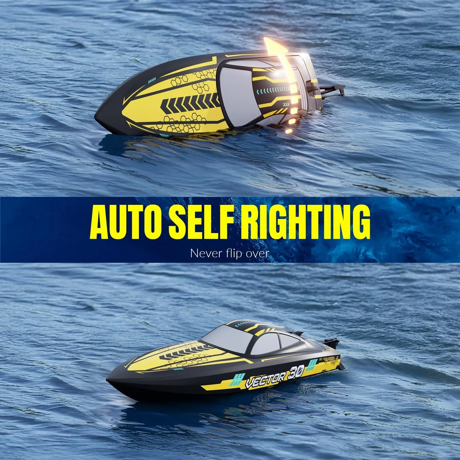 Control Speedboat 79508 needless metalworker shoeshine canopy manipulation alternative (Yellow) VOLANTEXRC High Speed RC Racing Boat$ Remote 