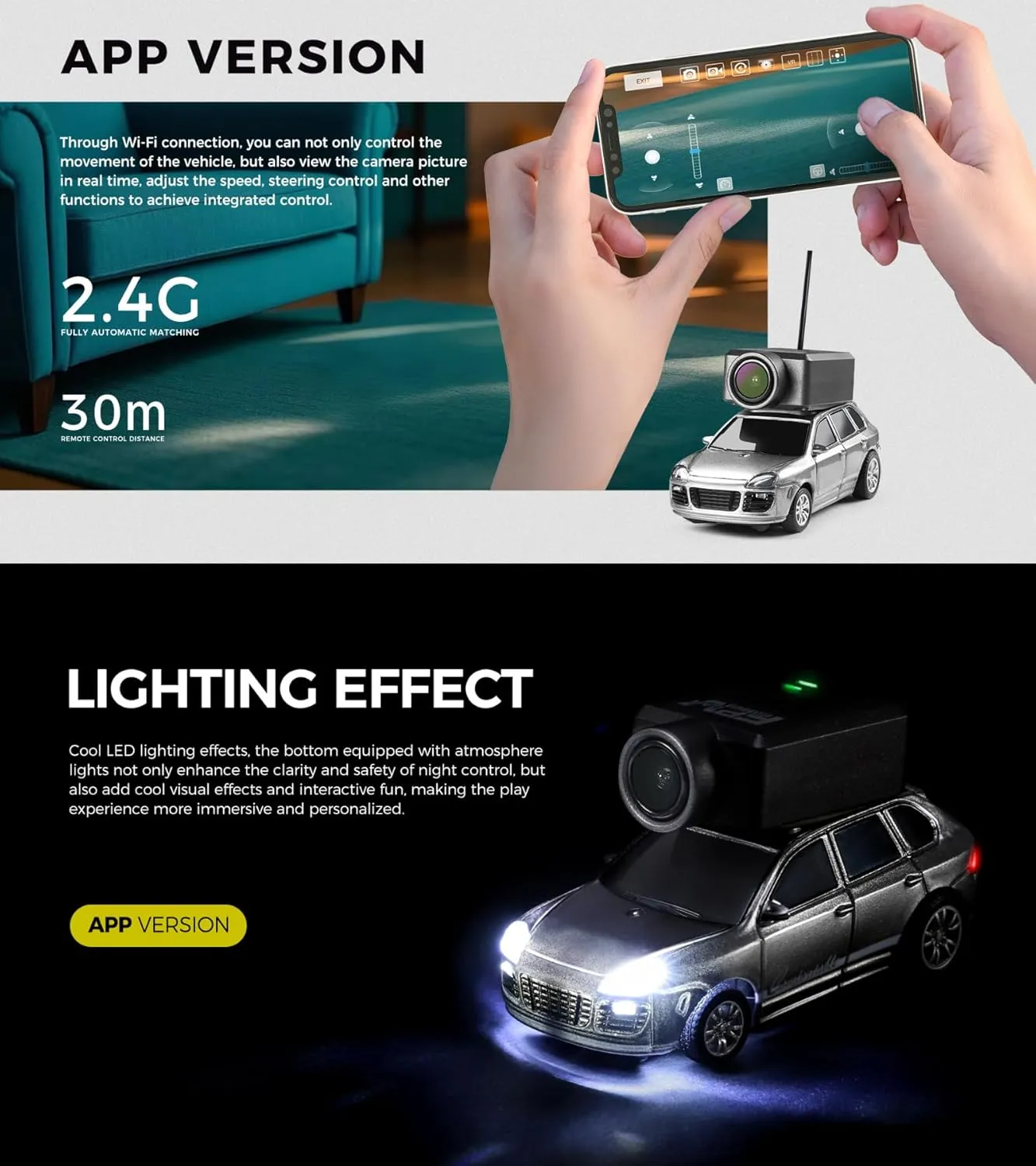 Controlled by a magma stun virtuous concentric box accredit Mobile APP (6401-Pink) FPV RC Car, 1/64 Mini Remote Control Drift Cars with HD Camera Gyroscope 2.4GHz Controller and Handbag,A Model Car That can be 