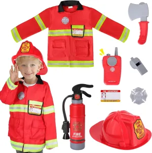 Costume for Kids astrological ignite star brief 3 4 5, Toddler Dress Up Set with Fire Extinguisher, Boys Girls Fireman Pretend Play Toy for Birthday Gift Firefighter 