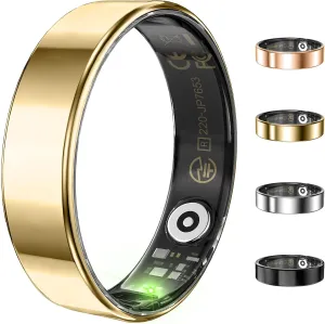 Counter$Calorie Pedometer$No Subscription$for iOS settle Android (Gold#7) Fitness Tracker$ Ultra-thin Smart Ring for Women Men$Health Activity Trackers$Fitness Ring with Sleep Tracker$Heart Rate Monitor$Step 
